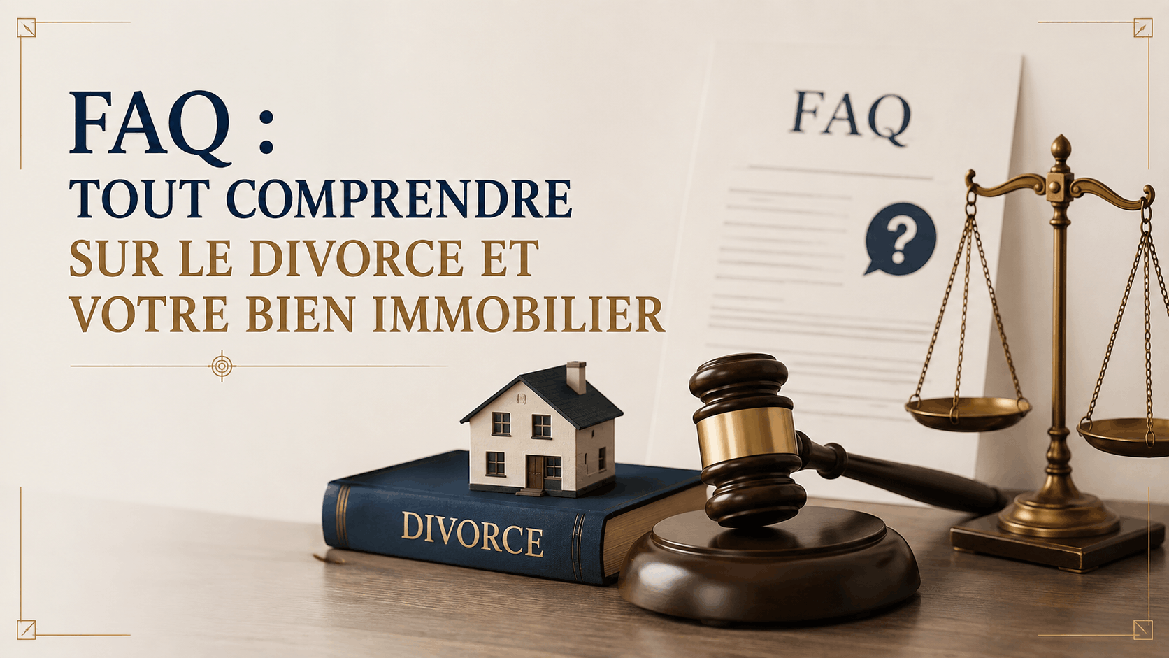 Bannière FAQ sur le sort du bien immobilier commun et le droit du divorce